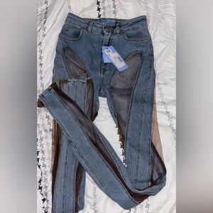 Mugler Blue and Brown Women Jeggings